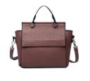 Bolso de mano y bandolera para mujer con solapa Piel sintética estructurada Asa superior y correa desmontable con mosquetones 24 x 12 x 18 cm 3
