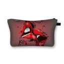 Bolso de maquillaje femenino con estampado de labios y besos Estuche para cosméticos y brochas de poliéster Cremallera con asa Tamaño 13 x 21,5 cm 5