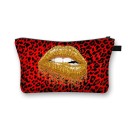 Bolso de maquillaje femenino con estampado de labios y besos Estuche para cosméticos y brochas de poliéster Cremallera con asa Tamaño 13 x 21,5 cm 13