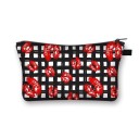 Bolso de maquillaje femenino con estampado de labios y besos Estuche para cosméticos y brochas de poliéster Cremallera con asa Tamaño 13 x 21,5 cm 28