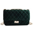 Bolso de mujer acolchado cruzado 24 x 15 x 7 cm Apariencia de terciopelo Correa de cadena dorada Cierre giratorio en la solapa Patrón 4