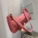 Bolso de mujer al brazo 24,5 x 15 x 7 cm Patrón de serpiente grabado brillante Asa corta sobre el hombro Cierre de cremallera Forma 5