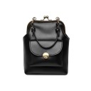 Bolso de mujer con cierre de marco metálico de piel PU 24 x 18 x 7 cm Estilo retro Bolsillo delantero con solapa y candado redondo Correa 2