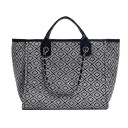 Bolso de mujer con patrón de rombos 31 x 24 x 16 cm Asas cortas para la mano Cadenas largas para el hombro Lona y poliéster 1