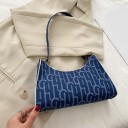 Bolso de mujer cruzado 25 x 17 x 7 cm Bolso pequeño de mano con patrón de letras Asa corta Forma redondeada y bordes ribeteados 5