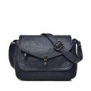 Bolso de mujer cruzado con solapa Pequeño bolso de piel sintética Correa ajustable Hebilla metálica Costura decorativa Dimensiones 25 x 4