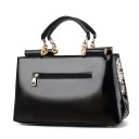 Bolso de mujer de cuero sintético con superficie brillante y lacada Patrón floral de lentejuelas Asas con cadenas doradas Correa larga 31 6