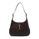 Bolso de mujer de hombro Acolchado en forma de rombos Cierre metálico en tono dorado Forma redondeada Cuero sintético 29 x 21 x 6 cm 4