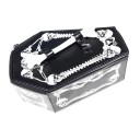 Bolso de mujer en forma de ataúd 26 x 10 x 20 cm Impresión blanca de esqueletos Asa en forma de hueso Correa de cadena para el hombro Estilo gótico 5