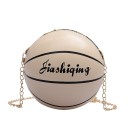 Bolso de mujer en forma de balón de baloncesto 16 x 16 cm Bolso redondo de hombro Correa de cadena de color dorado Pequeño bolso para cosas 1