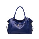 Bolso de mujer espacioso de hombro 32 x 27 x 10 cm de cuero sintético Dos asas y correa larga Adornos metálicos dorados Pies metálicos 6