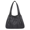 Bolso de mujer espacioso de hombro Dos asas con remaches metálicos Varios compartimentos con cremallera Bolsillos frontales con cremallera 5