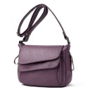 Bolso de mujer tipo crossbody con solapa doble Correa ajustable Cremalleras laterales Cuero sintético con superficie arrugada 29 x 21 x 4
