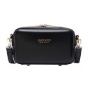 Bolso de mujer tipo crossbody en forma de caja Cierre de cremallera Patas metálicas Correa ajustable con mosquetones Cuero PU 17 x 10 1