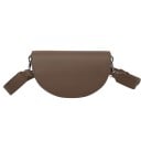 Bolso de mujer tipo crossbody en forma de media luna con solapa Correa ancha desmontable para el hombro Cuero PU y poliéster 20 x 12 x 8 2