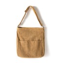 Bolso de pana para mujer con bolsillos frontales y correa con hebilla de metal Bolso suave para cada día 38 x 33 x 11 cm 3