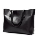 Bolso grande de mujer tipo shopper de piel sintética brillante Asas largas con hebillas Cierre con cremallera Bolsillo trasero 38 x 13 x 27 cm 1