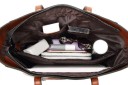 Bolso grande de mujer tipo shopper de piel sintética brillante Asas largas con hebillas Cierre con cremallera Bolsillo trasero 38 x 13 x 27 cm 6