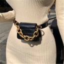 Bolso mini para mujer con cinta Superficie con estampado de cocodrilo Cadena dorada maciza Cadena larga para llevar cruzado Cinta 5