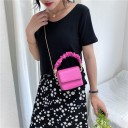 Bolso mini para mujer de piel PU con asa fruncida para llevar en la mano Cadena delgada para llevar al hombro Cierre con solapa 9
