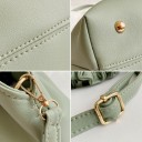 Bolso pequeño de mano para mujer de piel sintética con asa redonda fruncida Correa ajustable y desmontable para el hombro Herraje dorado 21 x 7