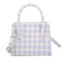 Bolso pequeño de mujer con patrón de cuadros 17 x 13,5 x 7 cm Cuero sintético Dos asas Correa desmontable para el hombro con hebilla 3