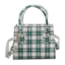Bolso pequeño de mujer con patrón de cuadros 17 x 13,5 x 7 cm Cuero sintético Dos asas Correa desmontable para el hombro con hebilla 4