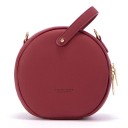 Bolso redondo para mujer con asa corta para llevar en la mano Cierre con cremallera alrededor Ojetes metálicos en los lados Superficie 3