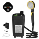 Bomba de ducha portátil de 6000 mAh con pantalla digital, carga USB-C, manguera de 2 m, cabezal de silicona para ducha de camping, 800 g 1
