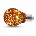Bombilla LED 3D Edison A60 E27 Efecto fuegos artificiales 102 x 60 mm 220 V 50/60 Hz Vidrio plateado Luz anaranjada dorada Para lámparas y luminarias 2