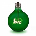Bombilla LED decorativa con filamento en espiral G125 E27 Inscripción Love 4 W 220 V 12,5 x 17,5 cm Cubierta de vidrio y base de aluminio Para luminarias 3