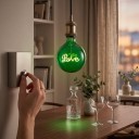 Bombilla LED decorativa con filamento en espiral G125 E27 Inscripción Love 4 W 220 V 12,5 x 17,5 cm Cubierta de vidrio y base de aluminio Para luminarias 7