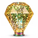 Bombilla LED en forma de diamante E27 Efecto de fuegos artificiales 6 W 85–265 V 50/60 Hz 9,5 x 13,5 cm Vidrio plateado Patrón multicolor Para lámparas y luminarias 1