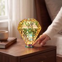 Bombilla LED en forma de diamante E27 Efecto de fuegos artificiales 6 W 85–265 V 50/60 Hz 9,5 x 13,5 cm Vidrio plateado Patrón multicolor Para lámparas y luminarias 6