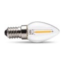 Bombilla LED regulable C7 E14 Forma de vela con filamento LED 0,5 W 220–240 V 63 x 23 mm Bombilla transparente Blanca cálida 2700 K Para lámparas y luminarias 2