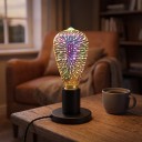 Bombilla LED ST64 E27 Efecto fuegos artificiales 6 W 85–265 V 50/60 Hz 6 x 13 cm Cubierta de vidrio plateado Patrón multicolor Para lámparas y luminarias 6