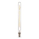 Bombilla LED tubular T20 E14 Forma larga con filamentos LED 4 W 230 x 20 mm Cubierta de vidrio transparente Luz blanca cálida 2700 K Para lámparas y luminarias 1