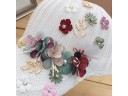 Boné de malha feminino decorado com flores de tecido, pérolas e pedras Boné de basebol em algodão e linho Para circunferência da cabeça de 55 6