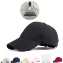 Boné feminino com abertura para rabo de cavalo Boné de basebol unicolor com aba curva sem estampado Acrílico Tamanho universal 8