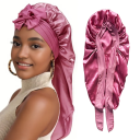 Bonetă lungă de mătase 68 x 32 cm cu bandă elastică din satin, bonetă de noapte pentru păr creț pentru femei, dreadlocks, împletituri 10