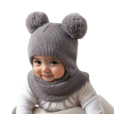 Bonnet d'enfant avec col 1-3 ans 44-50 cm Pompon Acrylique Bonnet tricoté d'hiver pour bébés 2