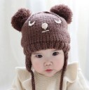 Bonnet d'hiver en tricot pour enfants en forme d'ours J2475 4