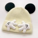 Bonnet d'hiver pour enfants avec oreilles de souris et mains 3D Âge 2–8 ans Bonnet chaud en acrylique Style animé Bonnet d'hiver chaud 6