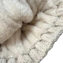 Bonnet d'hiver pour femme en tricot Twist avec pompon en fourrure Bonnet chaud en polyester 55–60 cm Bonnet de ski uni avec pompon 9