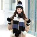 Bonnet d'hiver pour femmes avec écharpe et gants 1