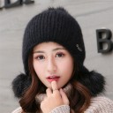 Bonnet d'hiver pour femmes avec pompons A1 3