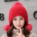 Bonnet d'hiver pour femmes avec pompons A1 5