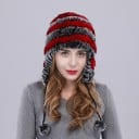 Bonnet d'hiver pour femmes en fourrure tricotée avec cache-oreilles et cordons avec pompons Pour très froid Universelle 11