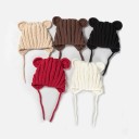 Bonnet d'hiver tricoté pour enfants avec oreilles J866 7