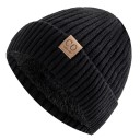 Bonnet d'hiver unisexe tricoté 56–60 cm Bonnet chaud bicolore avec doublure en fourrure Acrylique Style décontracté à la mode Pour hommes 2